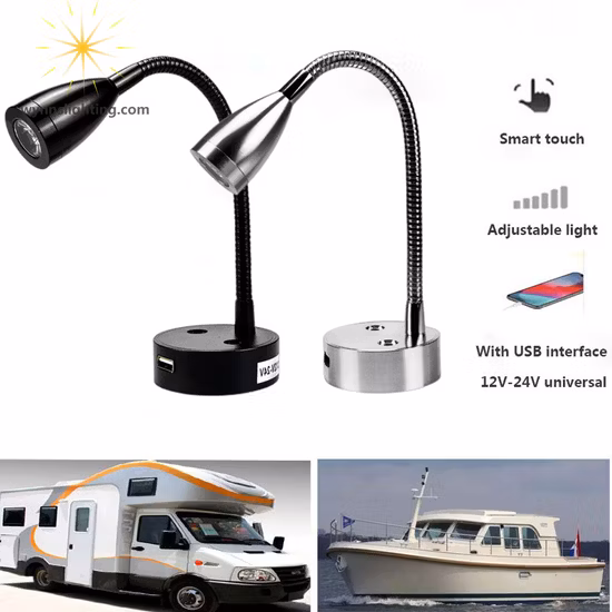 Tianhua European Lightweight Adjustable 3 Dimmer Brightness Foldable 3AAA Battery LED Nail Light Reading Table Lamp with USB Port Charger