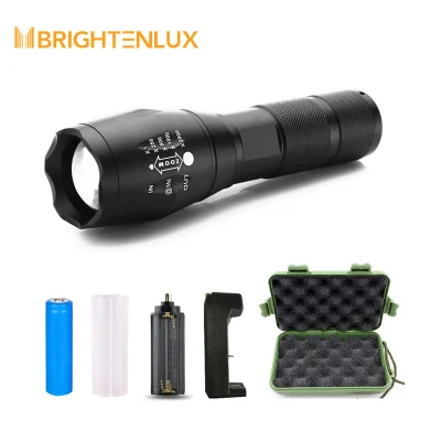 Brightenlux 손전등 제조업체는 휴대용 알루미늄 줌 고전력 10W 전술 LED 손전등을 사용자 정의합니다.