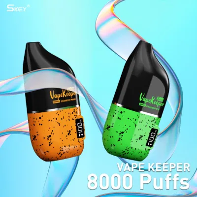 새로운 도착 Skey Vapekeeper 8000 퍼프 스마트 스크린 장치 표시기 E 액체 배터리 용량 18ml 메쉬 코일 도매 공장 가격 일회용 Vape